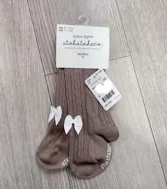 UTAKATADECO リボン付き ベビータイツ　タイツ　85 80-90
