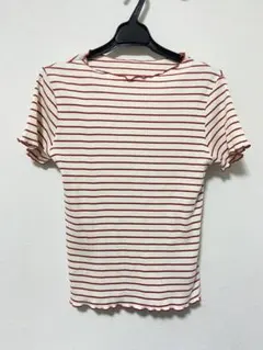 【美品】フリークスストア ボーダー 半袖カットソー サイズF レッド