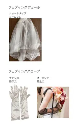 結婚式・前撮り★ウェディングヴェール・サテングローブ・オーガンジーグローブセット