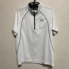 【MIZUNO】ミズノ　ハーフジップポロシャツ　白　ホワイト　M ユニセックス