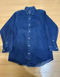 良品　ラルフローレン　デニムシャツ M ブルー系　BLAIRE ポニー刺繍