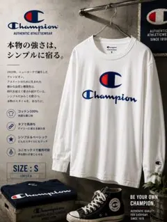 Champion ロゴ ロンT 長袖Tシャツ 白 Mのサムネイル
