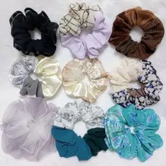 【05】 シュシュ 9点セット まとめ売り ハンドメイド フリル ビッグ