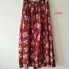 coen花柄フレアロングスカート（F）