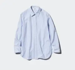 ユニクロ コットンストライプシャツ ブルー Sサイズ