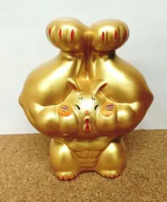 両手招き猫　剛腕マッチョ　ダブルバイセップス　置物