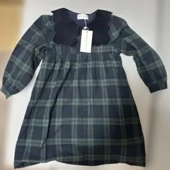 キッズ ワンピース チェック柄 長袖 襟付き 女の子 新品タグ付き