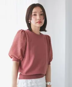 【夏トップス総選挙/お気に入り登録No.1】袖シアードッキングニット　ヴィス