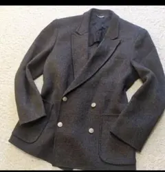 カシミヤ100% 　グレーアンコンダブルジャケット　メタルボタン