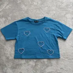 【新品未使用】URBAN CHERRY ハート刺繍 Tシャツ ブルー 120のサムネイル