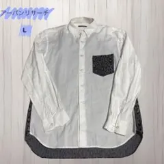 【URBAN RESEARCH】ホワイト レオパード柄 長袖シャツ Lサイズ