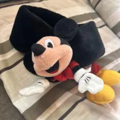 ミッキーマウス マフラー 黒 赤 黄色　秋冬