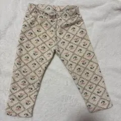 H&M 花柄パンツ クリーム色　裏起毛