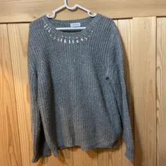 LEPSIM LOWRYS FARM ニット グレー ビジュー付き L 秋冬