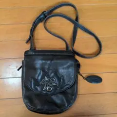 〇IBIZA ショルダーバッグ　濃いグレー　革製　レザー　イビザ　ポーチ　鞄