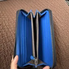 ボッテガ 長財布 バイカラー ブルー ネイビー ラウンドファスナー