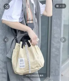 《JaVa ジャバコラボ》ジャガード2way巾着バッグ