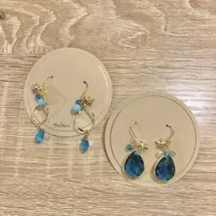 ターコイズブルー　星モチーフ　ピアス　2点セット