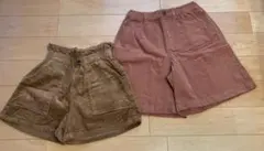150cm ユニクロ&GUベロア風半ズボン2枚セット