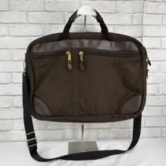 L.L.Bean ブリーフケース ショルダーバッグ キャンバス レザー ブラウン
