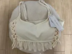 トップスのみ⭐︎SEA DRESS ワッフル素材レースアップビキニ アイボリー M