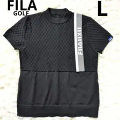フィラゴルフ　フィラ　半袖ニット　モックネック　黒　Ｌのサムネイル
