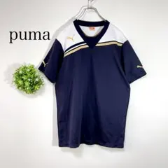 Puma プーマ【Ｌ】Vネック Tシャツ メッシュ　ネイビー系