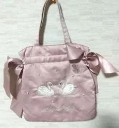900→お値下げメゾンドフルール スワン刺繍 サイドリボントートバッグ