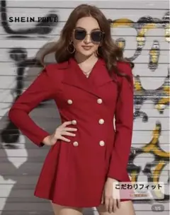 SHEIN Privé 秋冬用 ノッチカラー ダブルブレスト ブレザードレス