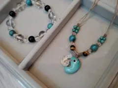 アナヒータストーンズ 勾玉ネックレス　ブレスレット　チョーカー　トルコ石　水晶