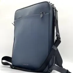 【極美品】コーチ　グラハム　3way リュック　ロゴ　ガンメタ　レザー　ブルー