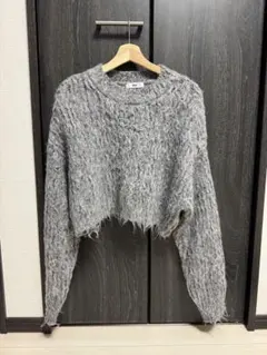 WEGO グレー クロップドニットセーター
