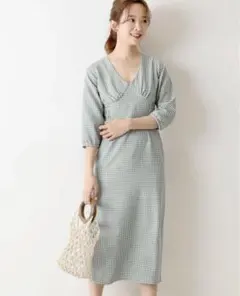 U by spick&span ウエストギャザーギンガムワンピース