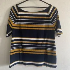 MOUSSY リブ編みストライプ半袖トップス