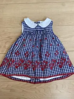 センスオブワンダー⚫︎80size⚫︎チェック柄刺繍ワンピース