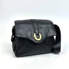 美品■グッチ ホースシュー ショルダーバッグ ゴールド金具 クロスボディ 黒色