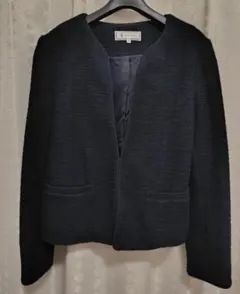 ROPÉ PICNIC ノーカラージャケット 38 ネイビー