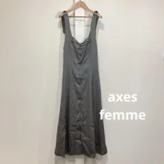 axes femme クラシックボタン ロング ジャンパースカート