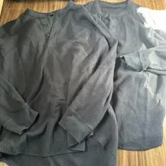 UNIQLO ワッフルヘンリーネックＴシャツ長袖Mサイズ（2枚セット）