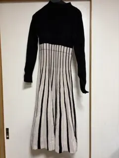 MERCURYDUO 配色チェンジリブロングスリーブニットワンピース S