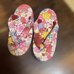 花柄 赤色 キッズ草履