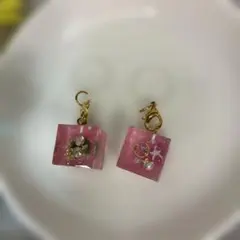 2個セットピンクのレジンチャームアンブレラマーカー