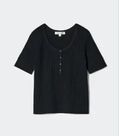 UNIQLO ポインテールニットヘンリーネックセーター半袖