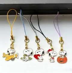 スヌーピー ストラップ5個セット PEANUTS キーホルダー