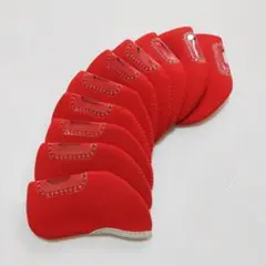 窓付き アイアン ヘッドカバー 10点セット レッド