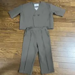 riziere ノーカラージャケットセットアップ　ブラウン フォーマル 90cm