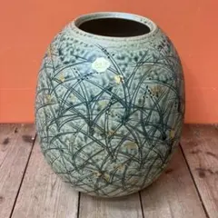 C-壁 清水焼 京焼 花瓶 花器 陶器 伝統工芸 金彩 和モダン インテリア