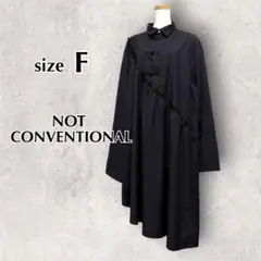 美品　NOT CONVENTIONAL　ケープチャイナドレス　シャツ　アシメ　黒