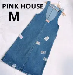 ピンクハウス デニムワンピース　ロング丈　パッチワーク　花　レディース　M相当