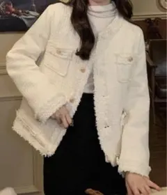 【即日発送】ツイードジャケット 白 おしゃれスタ